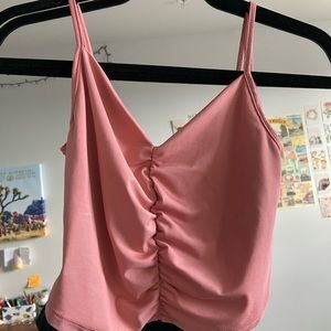 pink front scrunch tank top
